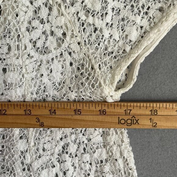 Free People Holy Mountain Mini Floral Crochet Dress M White Cottagecore Coquette - Picture 4 of 12